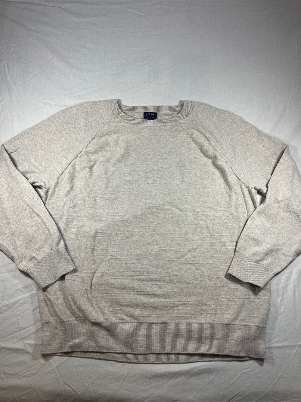 J. Crew Men’s Raglan Budded Crewneck Sweater Size Large in Cream Indie Fisherman - Picture 4 of 7